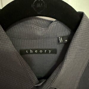 Theory Men's Charcoal Checkered Shirt